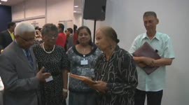 Blijde en tevreden gezichten van Surinamse Parlementariers op de laatste Conferentie
