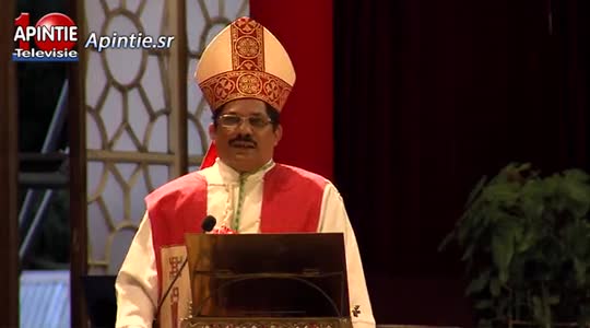 Bisschop Choennie over grondenrechten van de Inheemsen tijdens woord en gebedsdienst